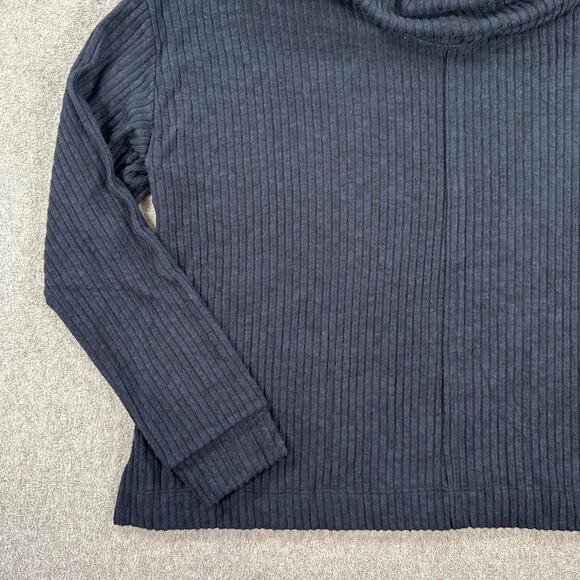 Lush Ribbed Turtleneck Top Women's X-Small Oversized Navy Blue Pullover Soft - Picture 2 of 7